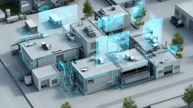 3D render of smart industrial factory with glowing blue digital systems, ideal for concepts of IoT, automation, industry 4.0, and smart manufacturing.

 - Powered by Adobe
