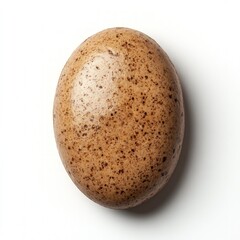 Brown Speckled Egg on White Background, Isolated Organic Food, Natural Texture, Close-up Photography