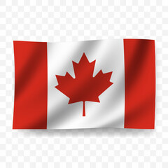 Waving flag of Canada. Illustration of flag on transparent background
