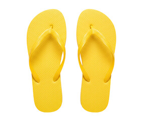 yellow flip flops png. yellow summer flip flop top view png. flip flops flat lay isolated. summertime garment flip flops for tropical vacation or poolside beachwear isolated
