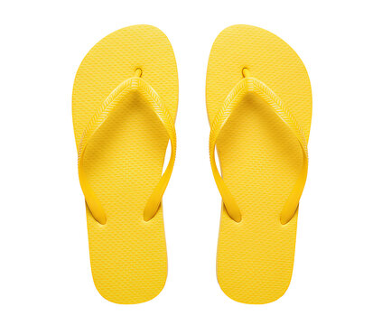 yellow flip flops png. yellow summer flip flop top view png. flip flops flat lay isolated. summertime garment flip flops for tropical vacation or poolside beachwear isolated