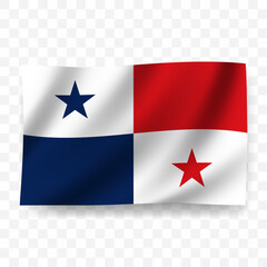 Waving flag of Panama. Illustration of flag on transparent background