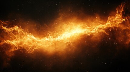 Fiery abstract wave, glowing orange flames on black background.