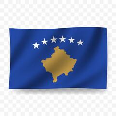 Waving flag of Kosovo. Illustration of flag on transparent background