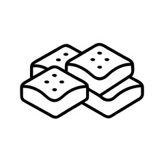 Outline of baklava pieces in minimal style on a white background  