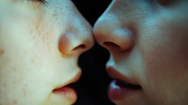 Two people embracing and sharing a romantic kiss
