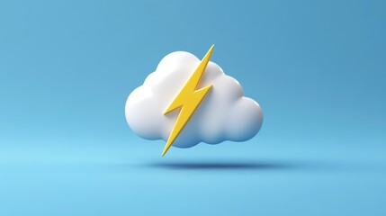 3D render of a white cloud with a yellow lightning bolt, symbolizing fast data or power.