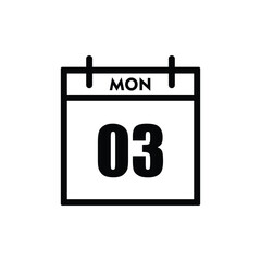 calender icon, 03 monday icon with white background