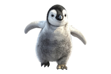 Playful penguin walking on ice