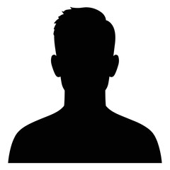 Silhouette of a male figure with short hair against a plain background  