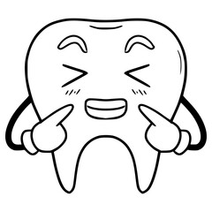 tooth character illustration hand drawn outline vector
