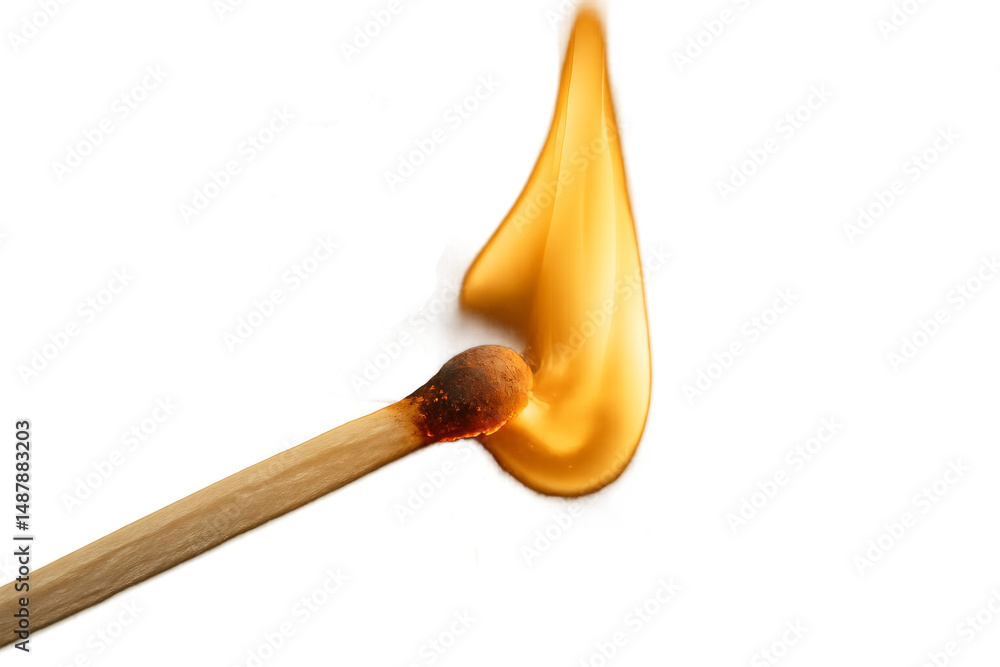 Poster burning match with transparent background creating a warm glow