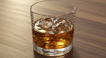 Golden whiskey rests peacefully in glass Warm light enhances amber hues. AI Generated