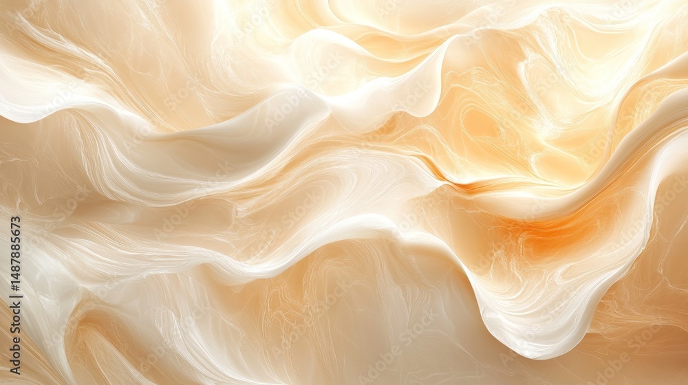 Poster abstract waves of warm cream and soft beige hues creating a gentle flow in artful composition