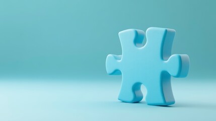 Single light blue 3D puzzle piece on a light blue background.