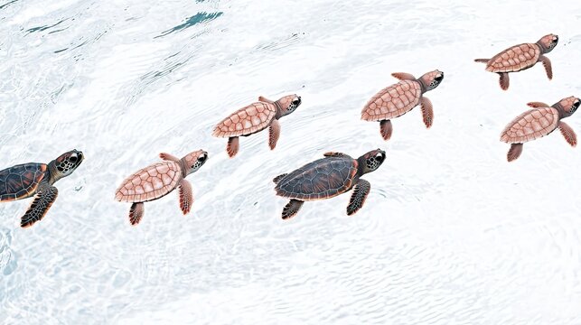 Baby sea turtles ocean journey.