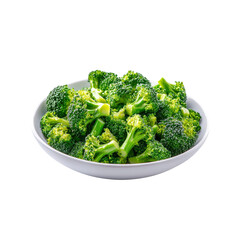 Fresh Steamed Broccoli Florets in a White Bowl