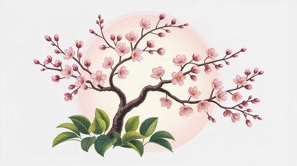 Pink cherry blossom isolated tree PNG element