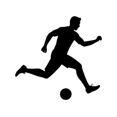 Soccer Player Running with Ball Silhouette