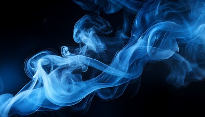 ethereal blue smoke against black background