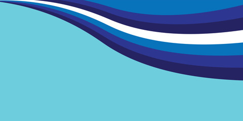 Vector blue line background curve element with white space for text and message design, overlapping layers