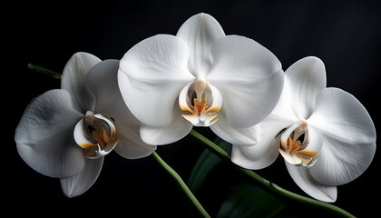 beautiful white orchid on a black background