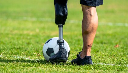 Soccer Player with Prosthetic Leg on Field