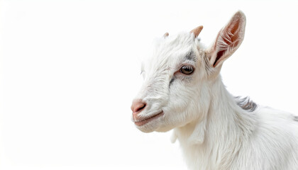 Obraz premium Adorable white baby goat posing on white background