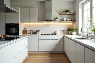 Fototapeta premium A modern kitchen appliance, gleaming and clean , oven, food