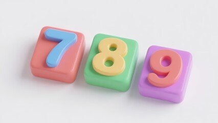 Fototapeta premium Creative Combinations of Colorful Fun Number Blocks 789