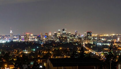 Fototapeta premium Dark City Skyline with Emergency Lights During Widespread Power Outage