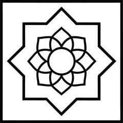 Minimal Vector Mandala with Frame Border Vector Line art