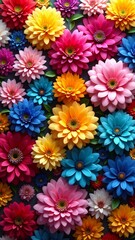 Fototapeta premium Brightly colored flowers in a close-up shot