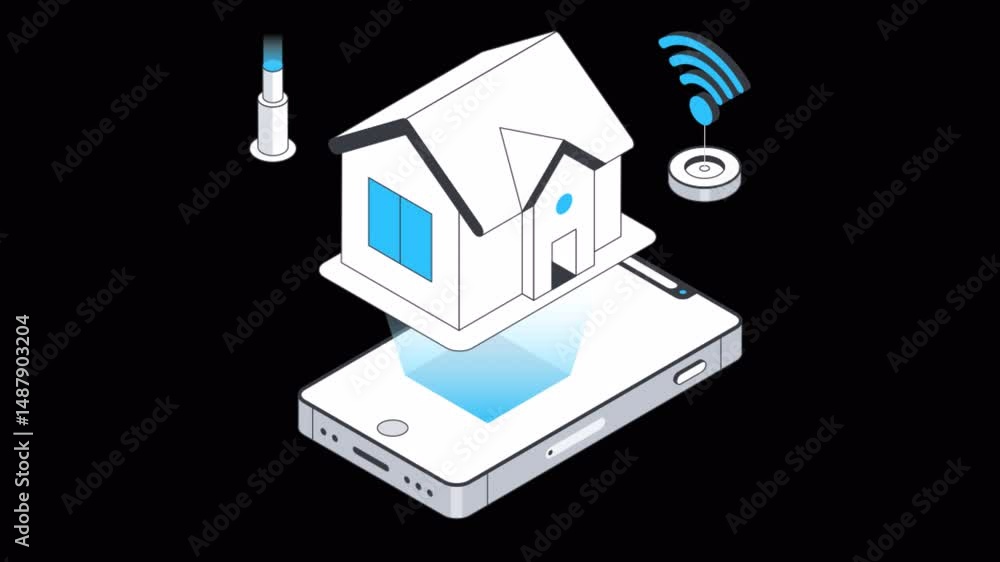 Poster smart home motion graphic rendering with transparent alpha channel