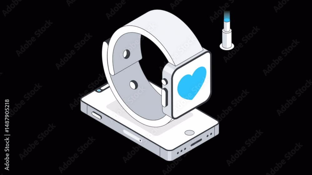 Poster smart watch motion graphic rendering with transparent alpha channel
