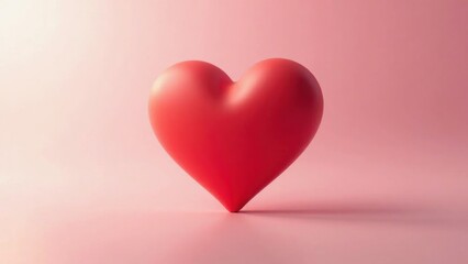 A playful 3D heart like button icon with a smooth bounce animation effect, soft pink to red gradient, shadow beneath .