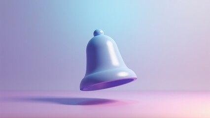 A sleek 3D notification bell icon with a subtle glow, floating on a soft gradient background, minimalist and modern UI design .