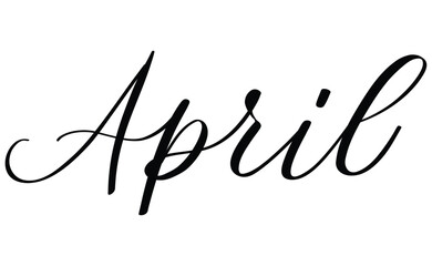 April month written using calligraphic style