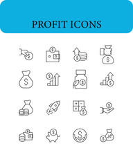 Profit icons business icons set. Vector illustration in modern thin line style of finance related icons. business icons set.