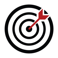 Print Target Plan Icon with Red Dart on White Target for Protein Target Design Marketing Strategy for Success Game Illustration