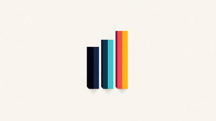 Obraz premium A multicolored bar chart with five vertical bars indicating varied data in a sleek, flat style, isolated