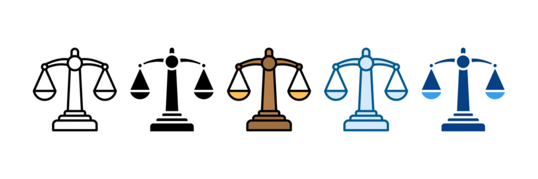 Law Scale Icon Set Multiple Style Collection