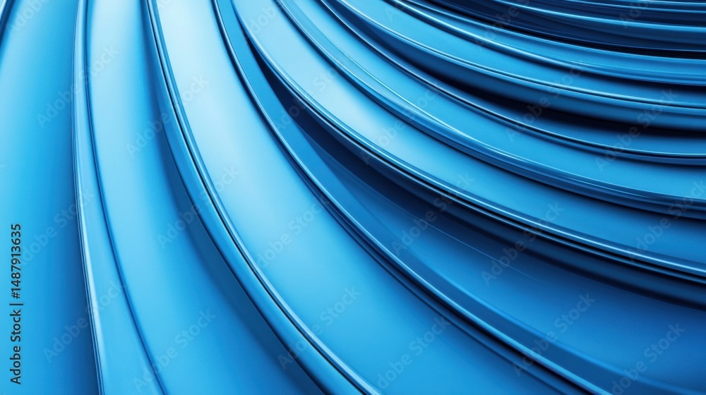 Poster Abstract swirling blue curves, a dynamic 3D rendered design featuring smooth, glossy, and elegant flowing lines creating a sense of movement and depth. : Generative AI