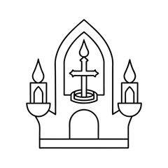 leviathan cross candlelit cathedral fire