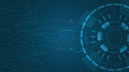 High tech abstract background with circular digital elements and circuit lines ideal for innovation themes