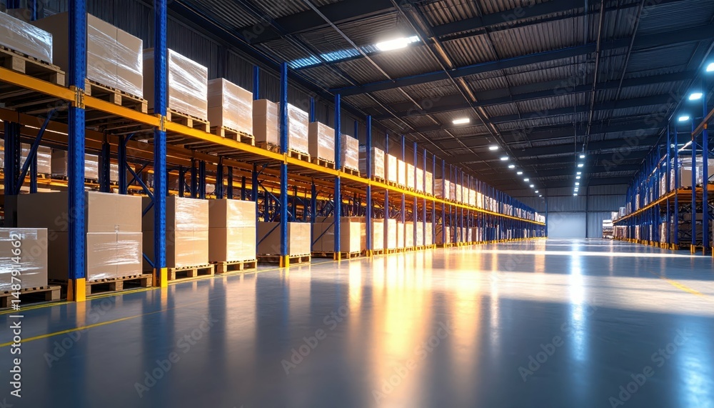 Poster functional cross dock facility with pallet racking under lights