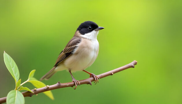 A Cyprus warbler (Sylvia melanothorax) perched gracefully on a beautiful branch.