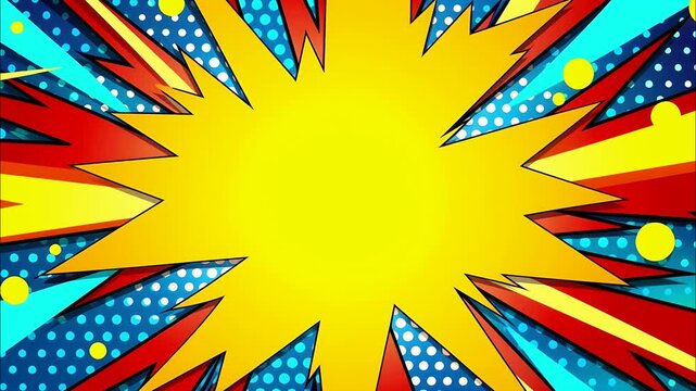AI generated illustration of pop art style comic explosion with vibrant colors and seamless looping