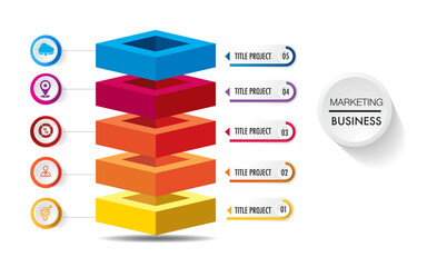 infographic template 5 step for business direction, marketing strategy