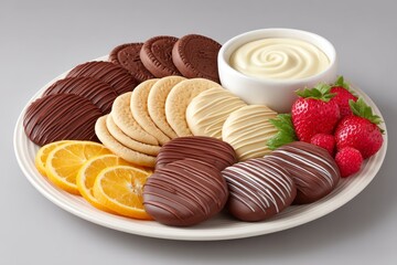 A gourmet dessert platter with multiple chocolate textures and toppings